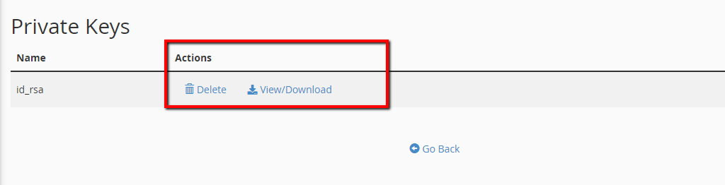 Management actions with SSH Private keys